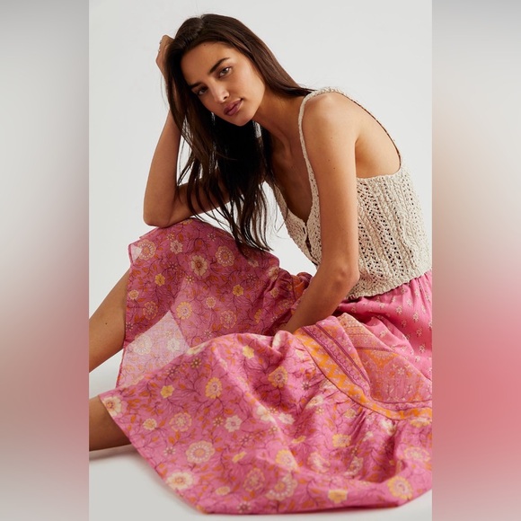 Spell Utopia Maxi Skirt Flamingo